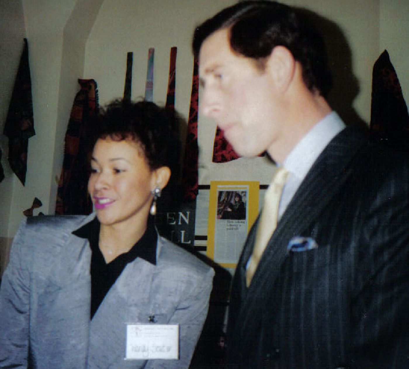 Wendy Souter with HRH Prince Charles as he was then, now King Charles III, at opening of OTC - UK in 1988
